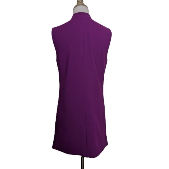 Calvin Klein Long Sleeveless Career Blazer Jacket Vest Size 6 Purple Pockets - Picture 6 of 7